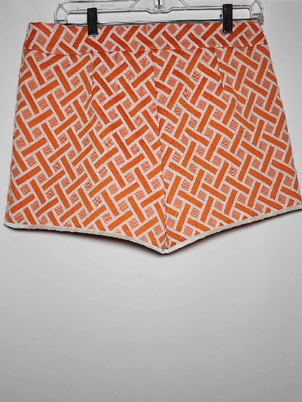 TRINA TURK | Orange and White Geometric Print Women's Shorts - Picture 3 of 8